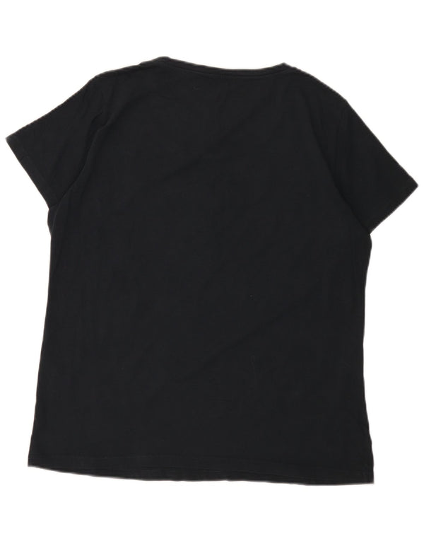 TRUSSARDI Camiseta gráfica para mujer Top UK 46 Grande Algodón negro
