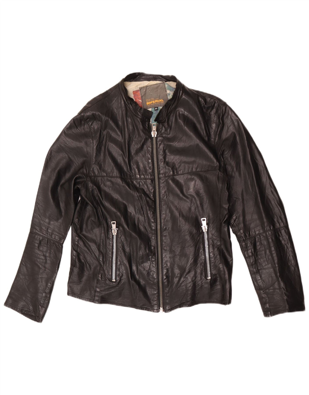Imperial Mujer Biker Chaqueta De Cuero IT 48 XL Negro
