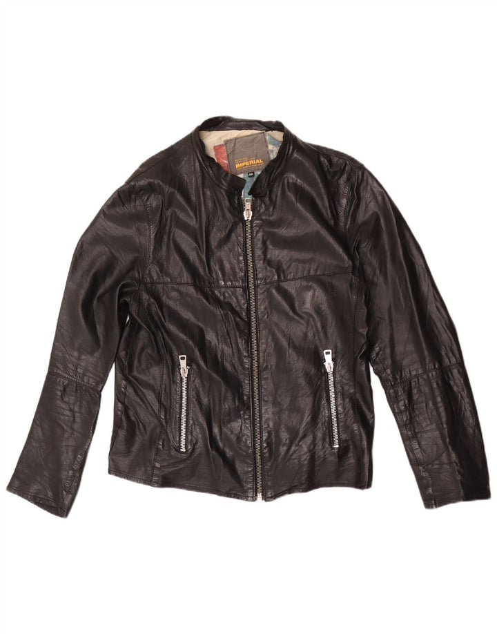 Imperial Mujer Biker Chaqueta De Cuero IT 48 XL Negro