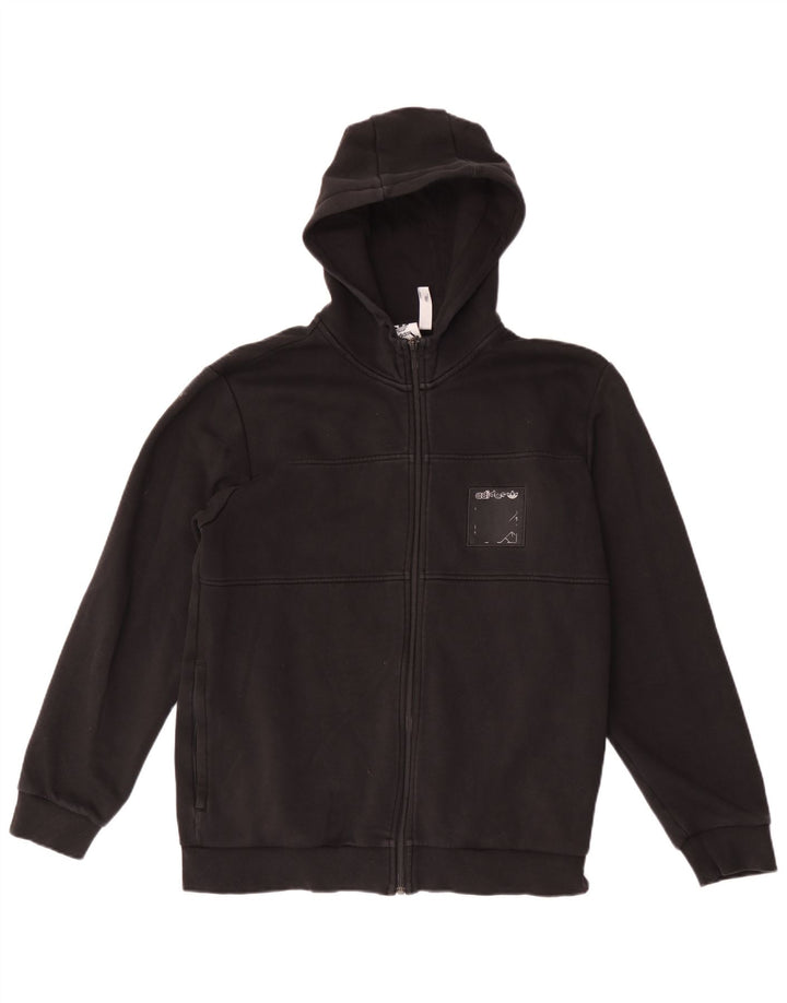 Adidas - Sudadera con capucha y cremallera para hombre, algodón negro mediano
