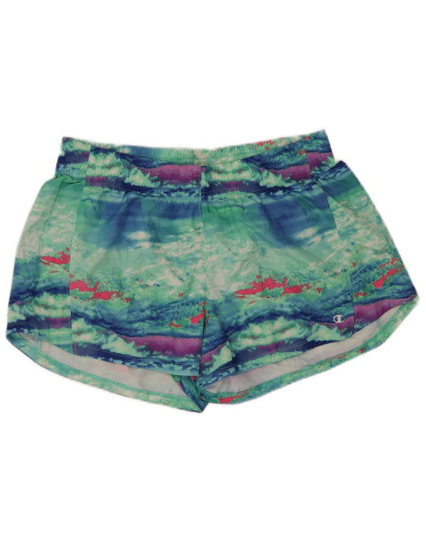 Champion Pantalones cortos deportivos con estampado abstracto para mujer UK 18 XL Poliéster verde