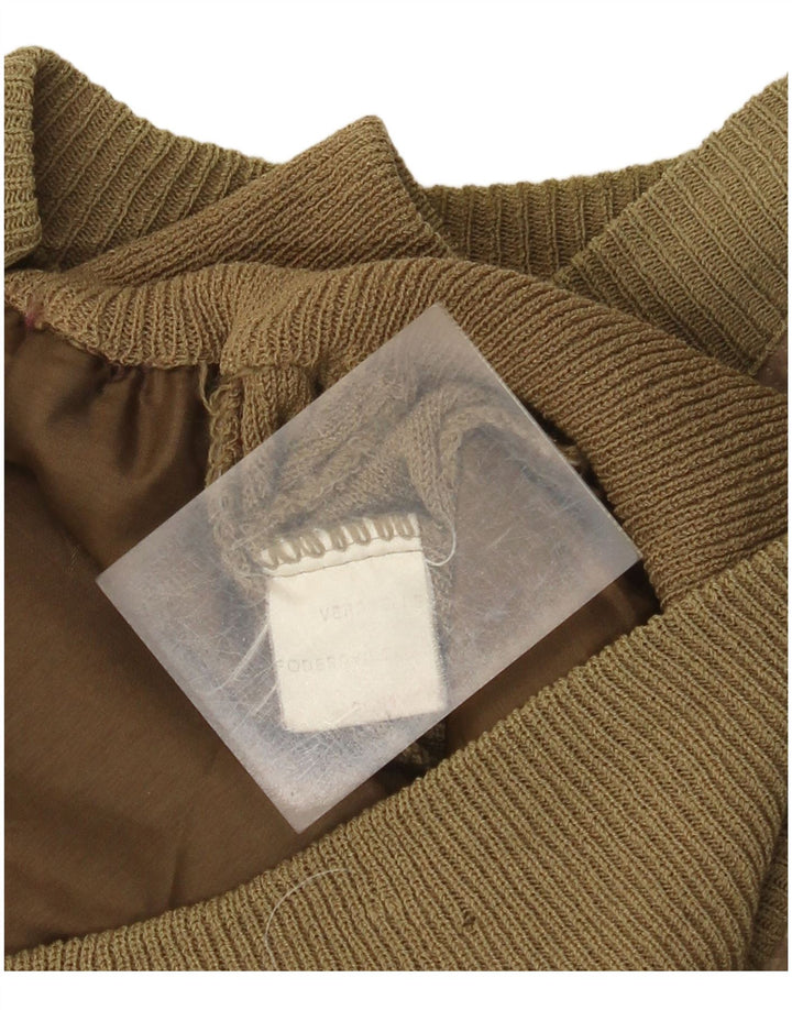 Vintage hombres ante bomber chaqueta Reino Unido 38 medio caqui colorblock cuero