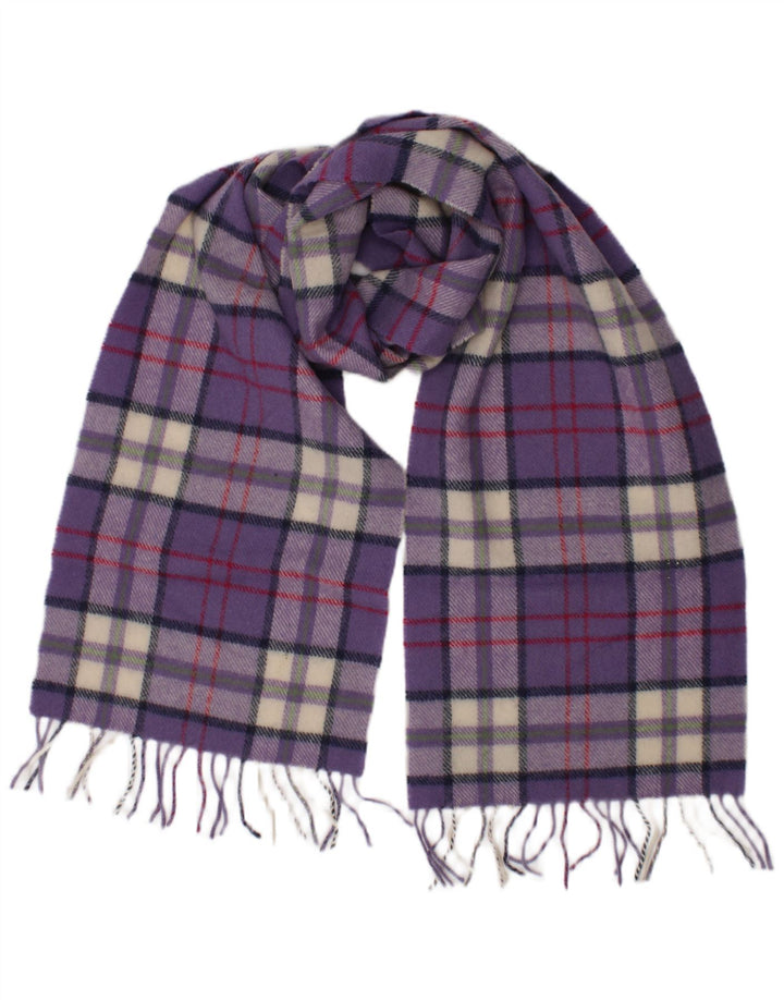 Johnstons Bufanda rectangular para mujer, talla única, lana de cordero a cuadros morados