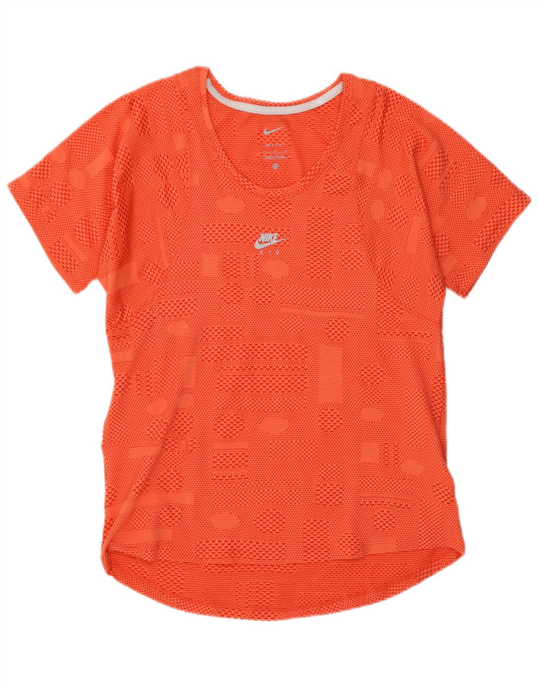 Nike Mujer Dri Fit Camiseta Top UK 12 Medio Naranja Poliéster Geométrico