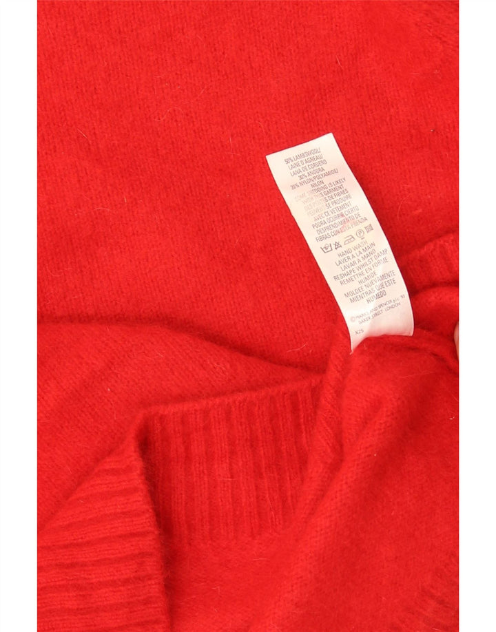 Marks & Spencer Suéter Corto con Cuello Redondo para Mujer UK 8 Small Rojo