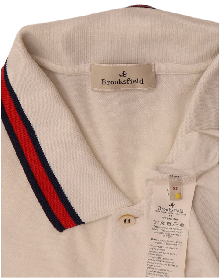 Brooksfield Polo para hombre IT 52 Algodón blanco grande