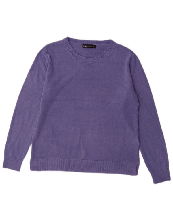 Marks & Spencer Jersey con Cuello Barco para Mujer UK 44 Grande Acrílico Púrpura