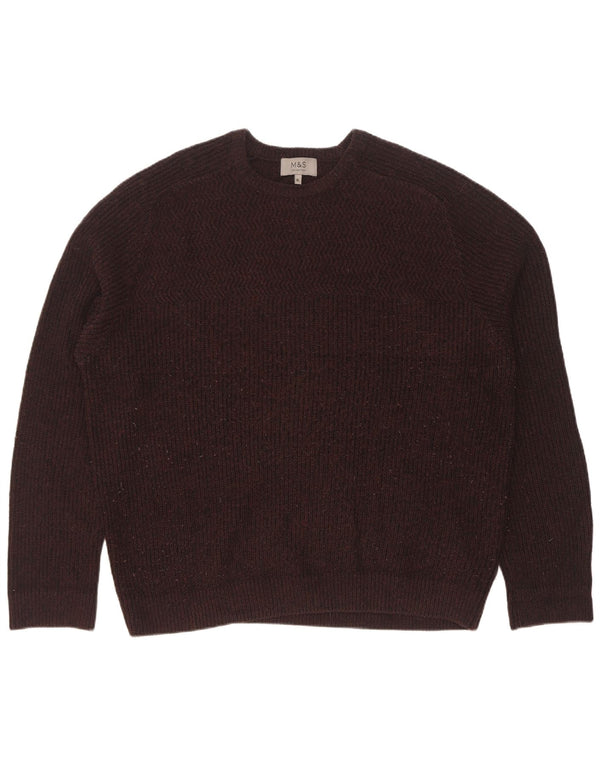 Zara Mens Crew Neck Jumper Sweater XL Brown Acrylic