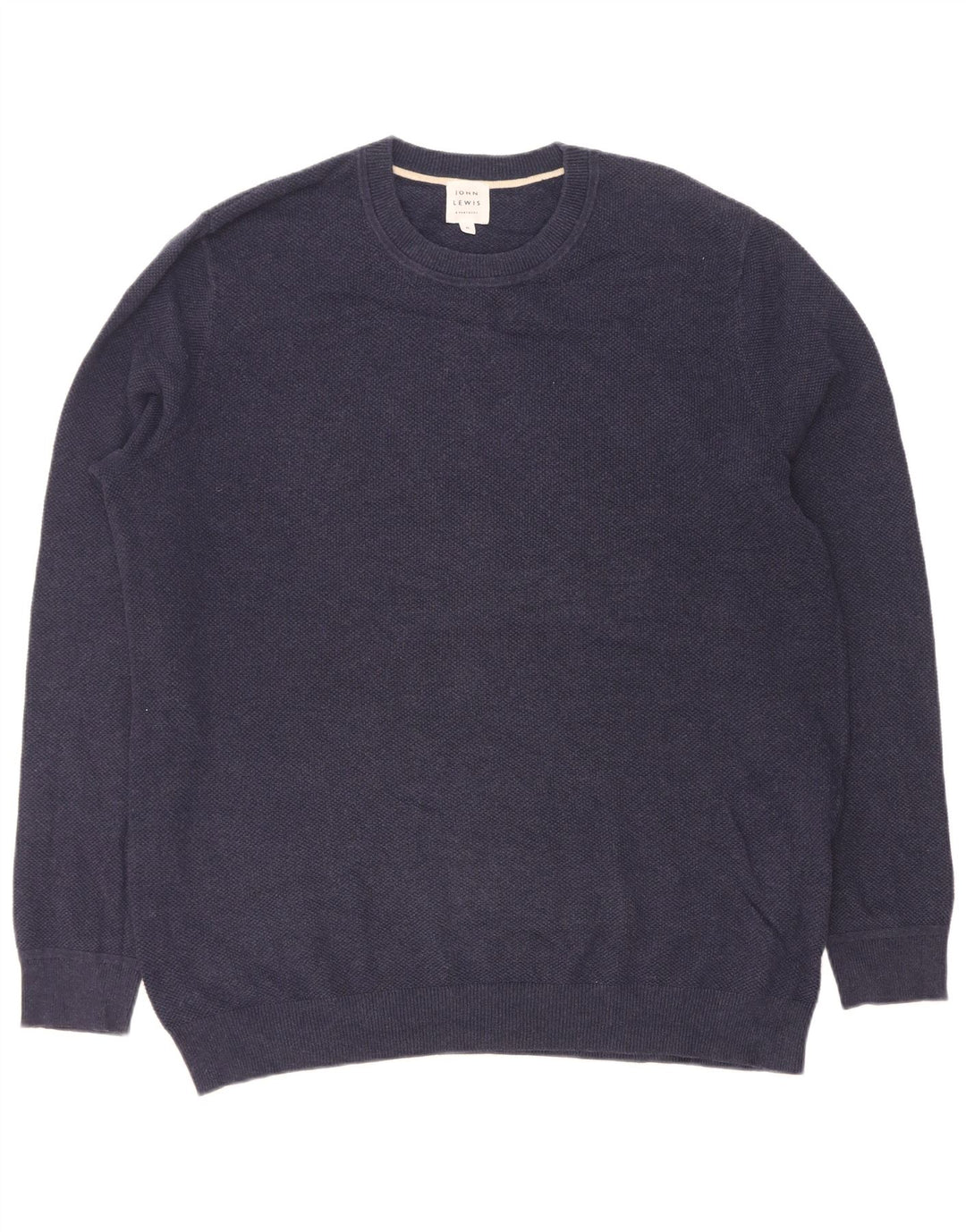 John Lewis - Jersey de cuello redondo para hombre, color azul marino mediano, algodón