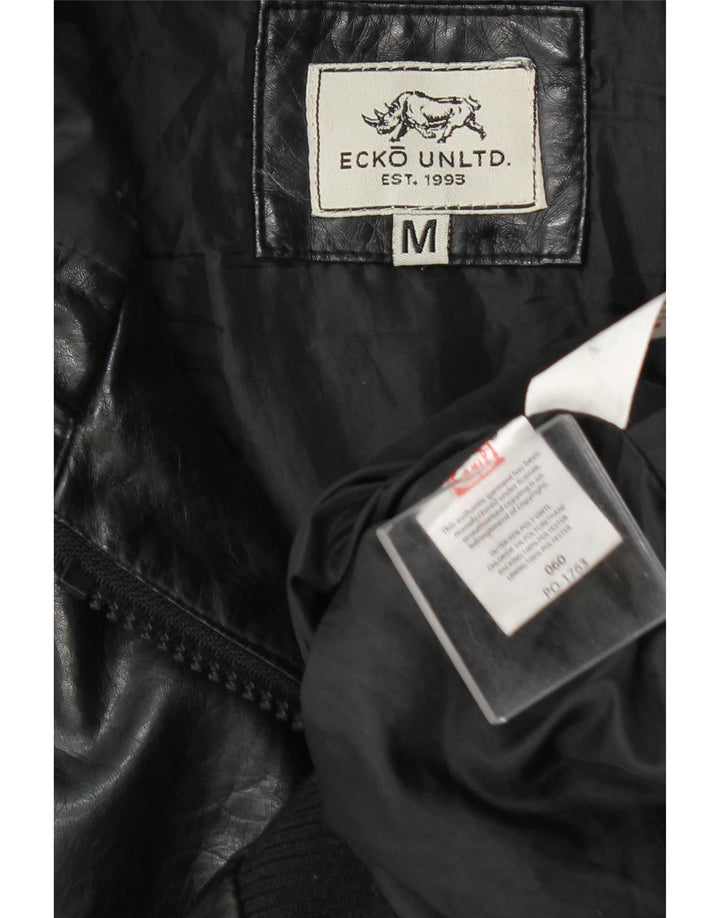 Ecko Unltd Chaqueta Bomber De Piel Sintética Con Capucha Para Hombre UK 38 Medium Black