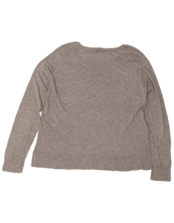 Zara Mujer Blusa Top UK 44 Grande Viscosa Gris