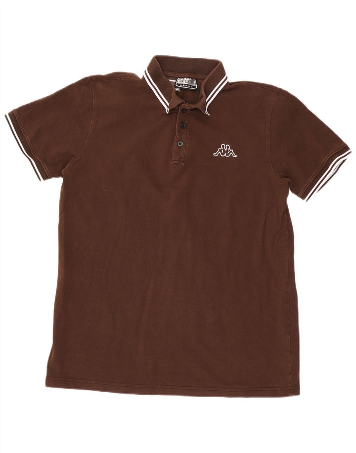 Kappa Polo para hombre de algodón a rayas marrón grande
