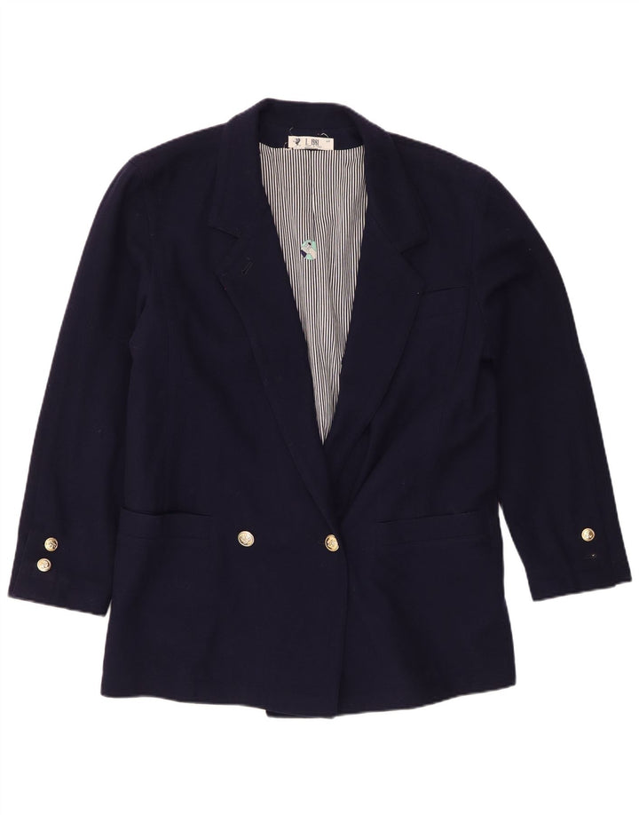 Vintage mujer chaqueta blazer de doble pecho IT 46 azul marino grande
