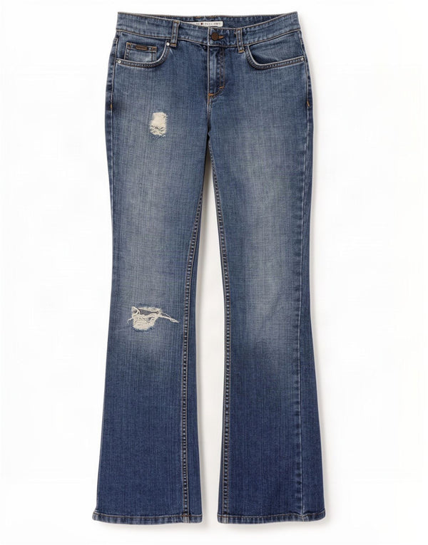 Tommy Hilfiger Jeans rectos desgastados para mujer US 4 Small W26 L33 Azul