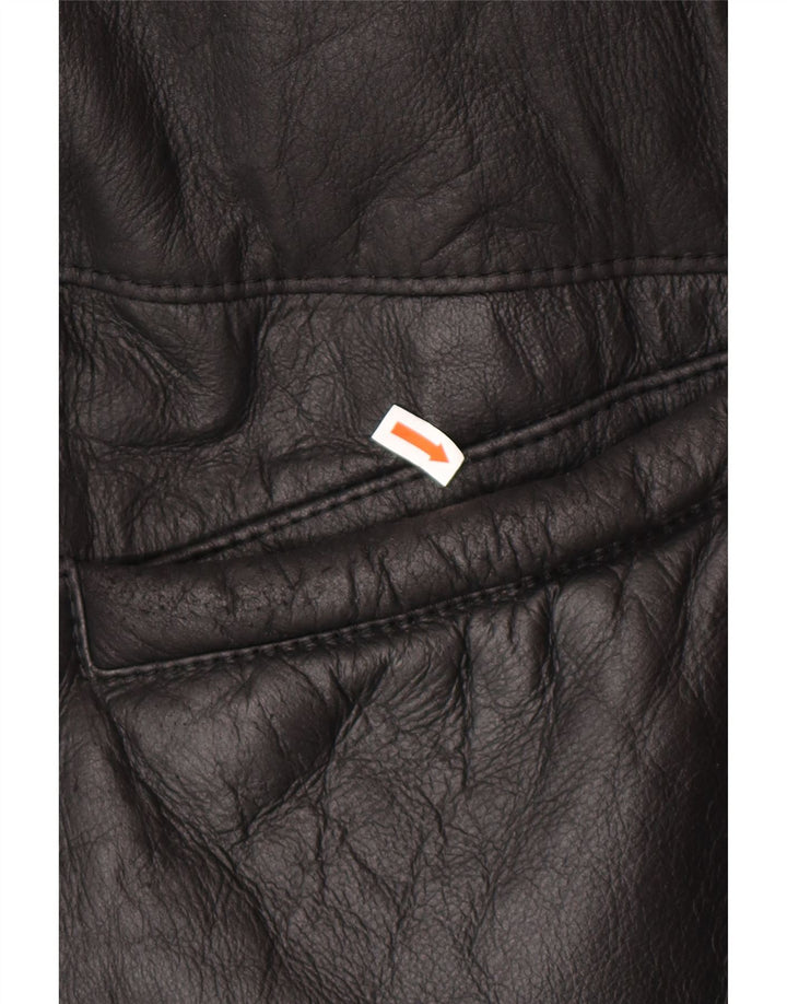 VINTAGE Mujer Abrigo de piel de gran tamaño Reino Unido 16 Grande Negro