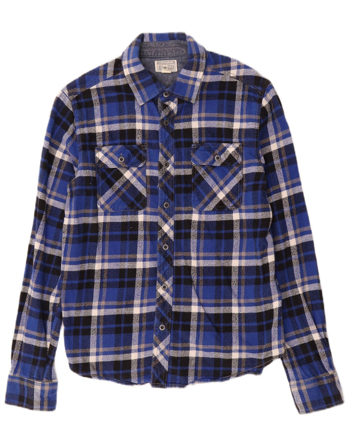 Camisa De Franela Con Cuadros Azul Medio Converse Hombre