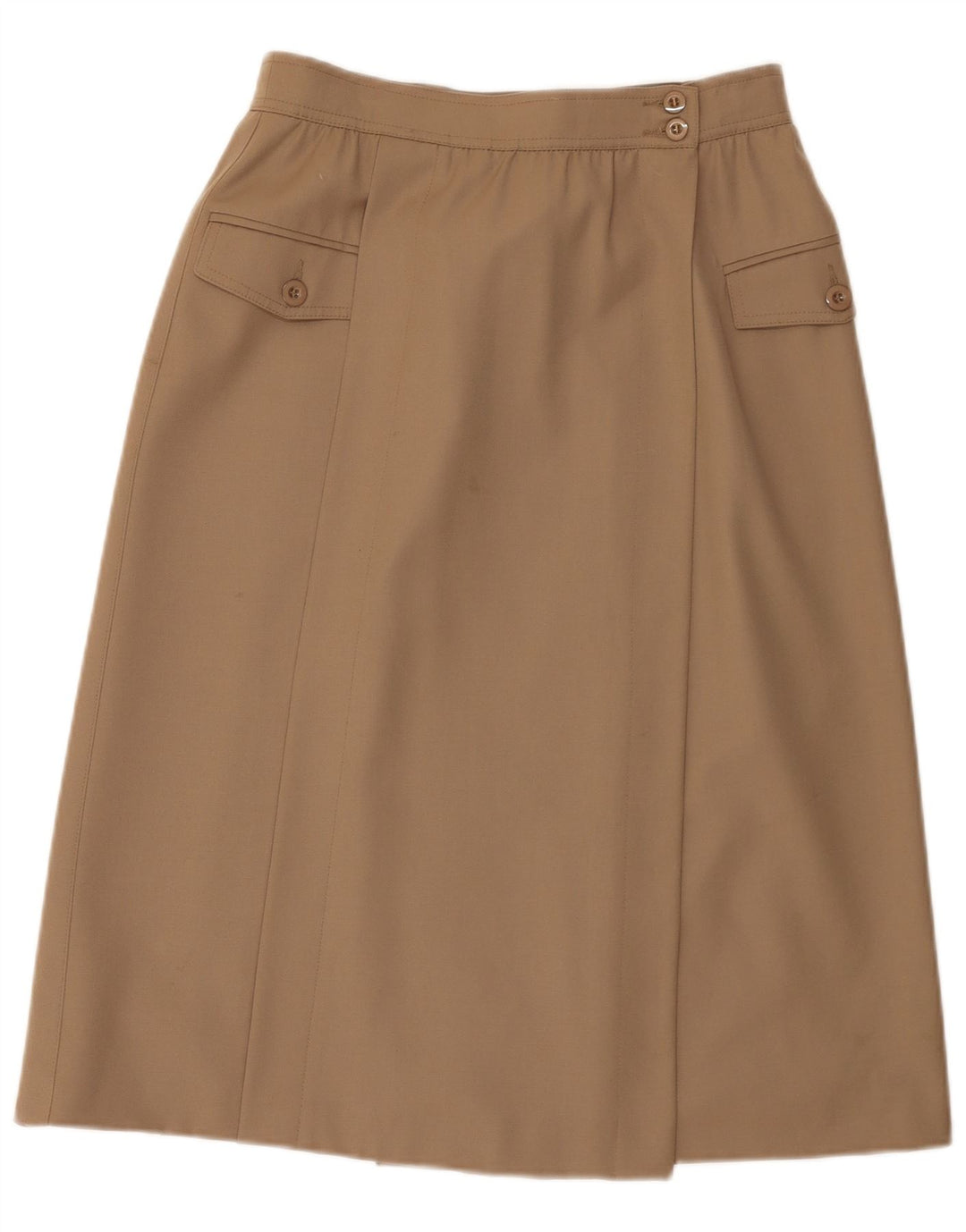 Falda cruzada a media pierna para mujer Escada EU 38 Medium W28 Marrón Lana nueva