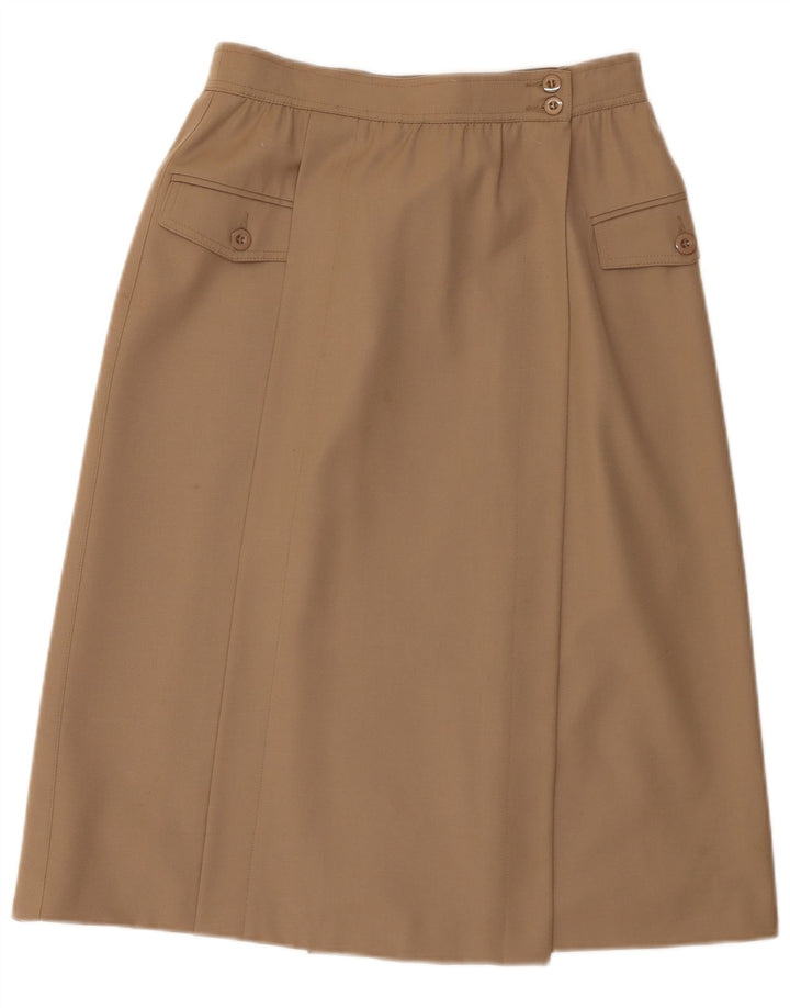 Falda cruzada a media pierna para mujer Escada EU 38 Medium W28 Marrón Lana nueva