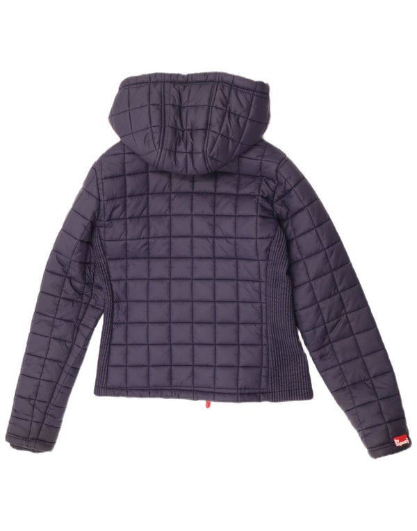 Superdry Chaqueta Acolchada Con Capucha Para Mujer UK 42 Medium Azul Marino Nylon