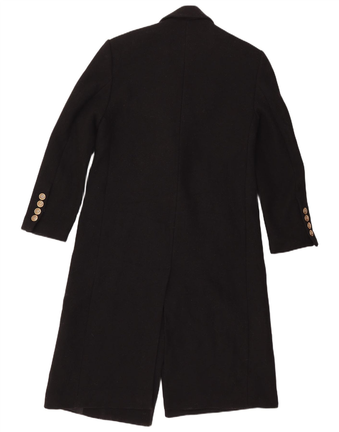 ZARA Mujer Abrigo Manteco De Doble Botonadura UK 44 Mediano Lana Negra