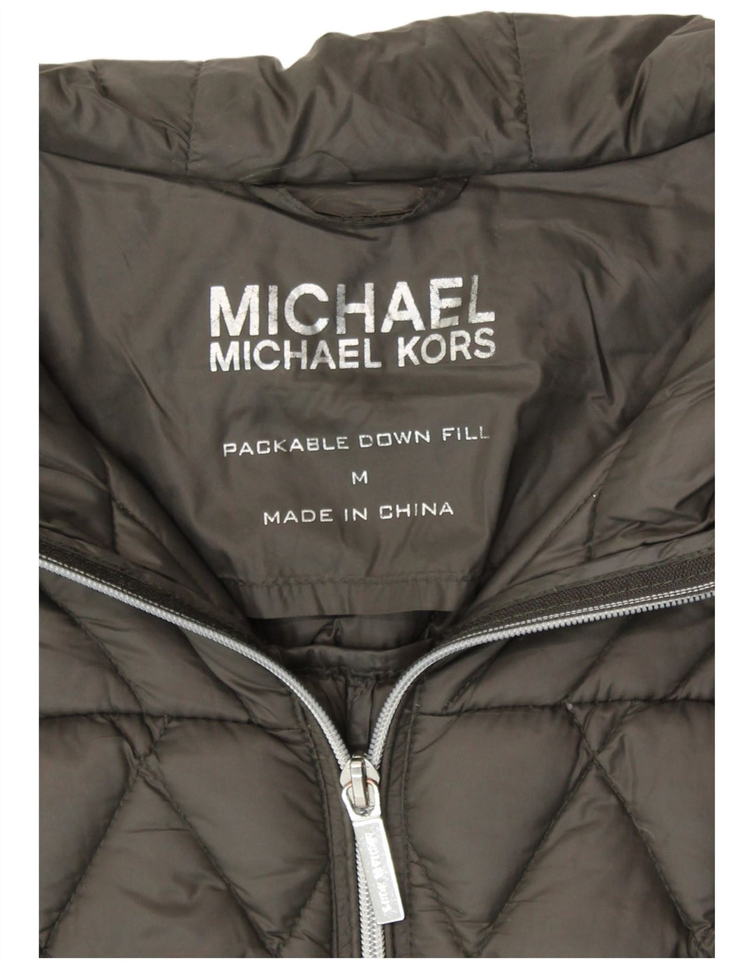 MICHAEL KORS Chaqueta acolchada con capucha para mujer UK 44 Nylon gris medio