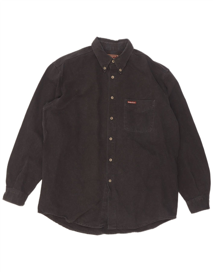Marlboro Classics Camisa para hombre Grande Algodón negro