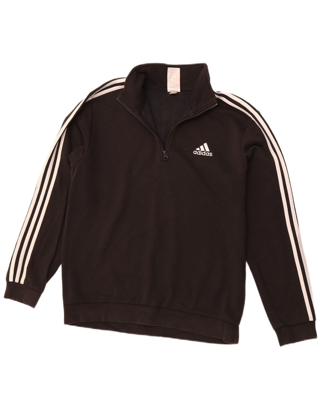 ADIDAS Hombre Zip Neck Sudadera Jumper Medium Negro Algodón