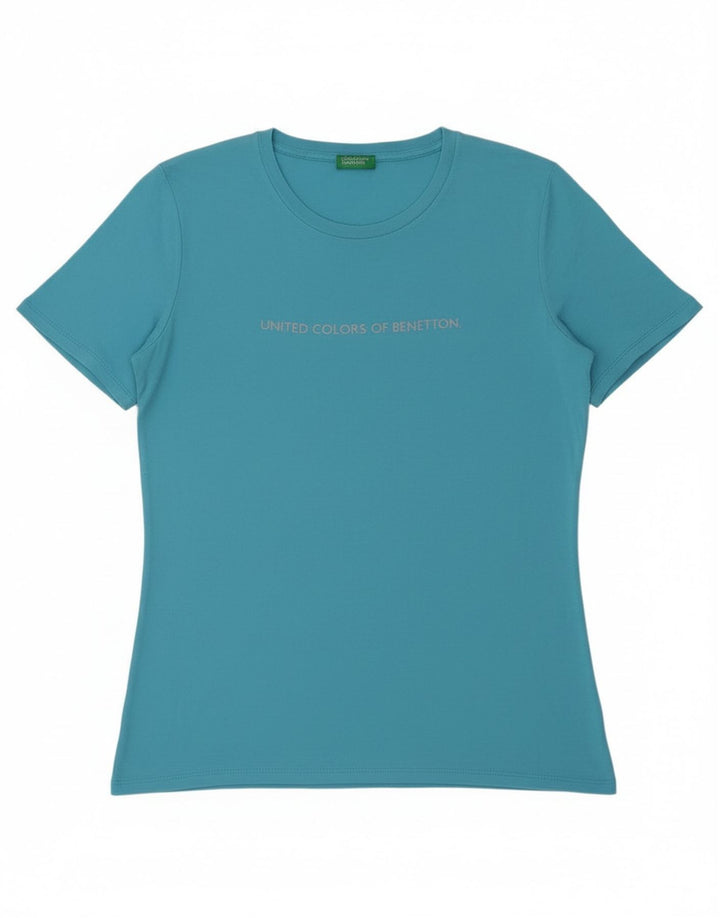 Benetton Camiseta Estampada para Mujer ES 44 Azul Medio