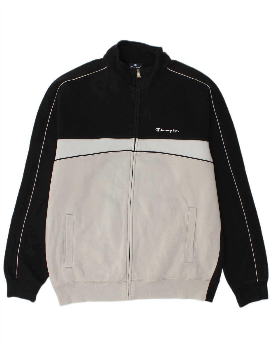 CHAMPION Chaqueta de chándal para hombre con bloques de color negro grande de algodón