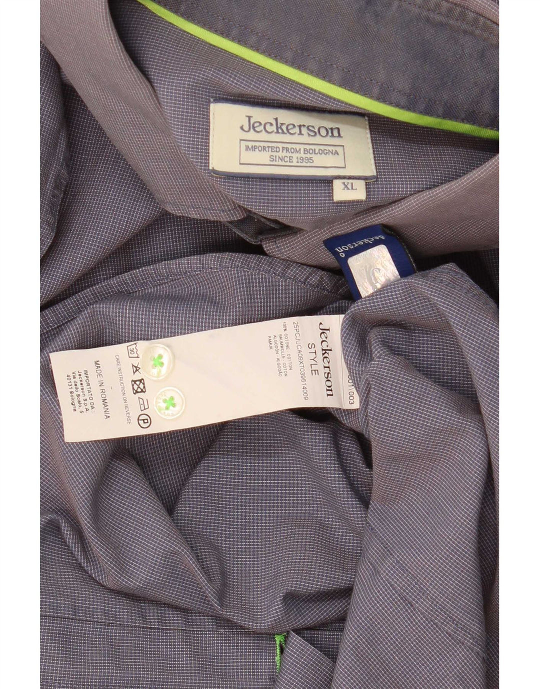Jeckerson Camisa Hombre XL Azul Cuadros Algodón