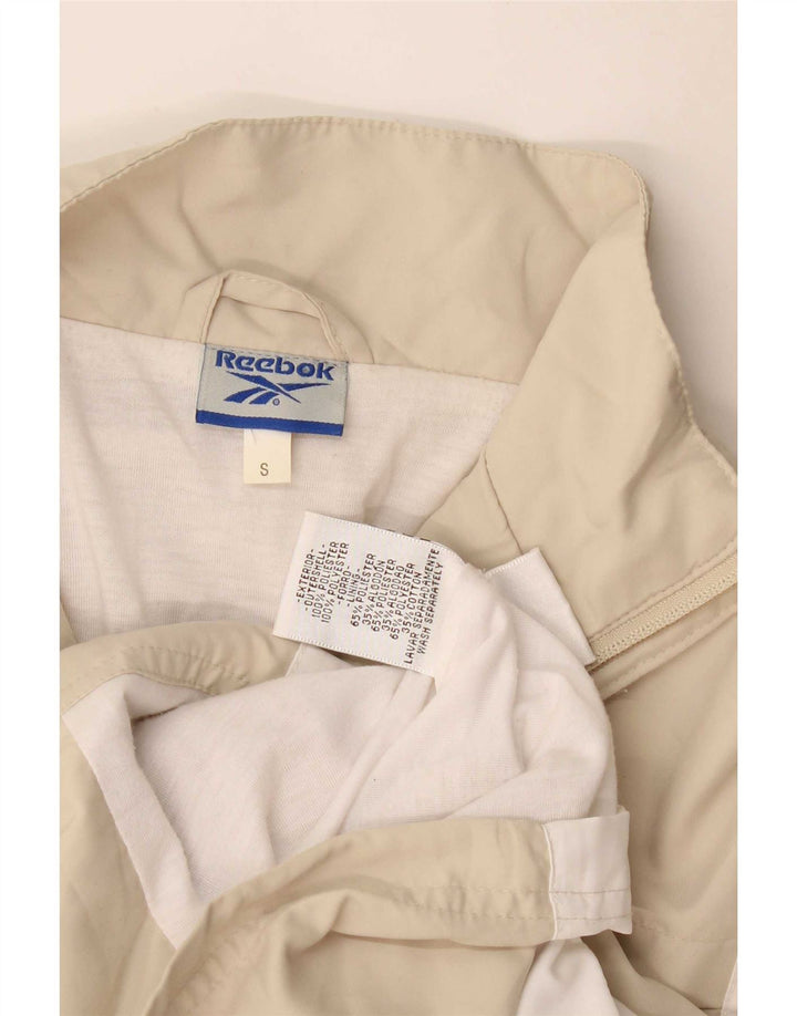 Reebok Chaqueta de chándal para mujer UK 10 Small Beige Colorblock Poliéster