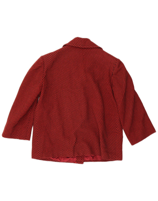 Vintage mujer 3 botones Blazer chaqueta Reino Unido 18 XL rojo Pinstripe