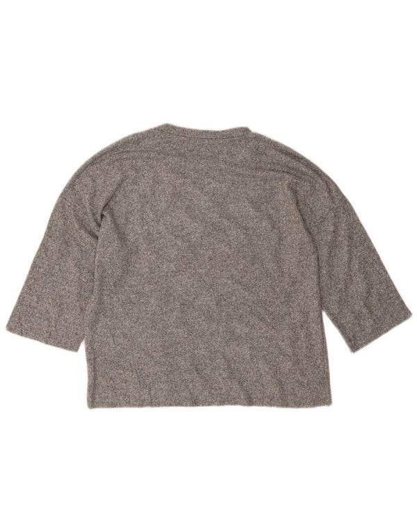 Zara Mujer Top Extragrande Manga 3/4 UK 10 Pequeño Gris Moteado