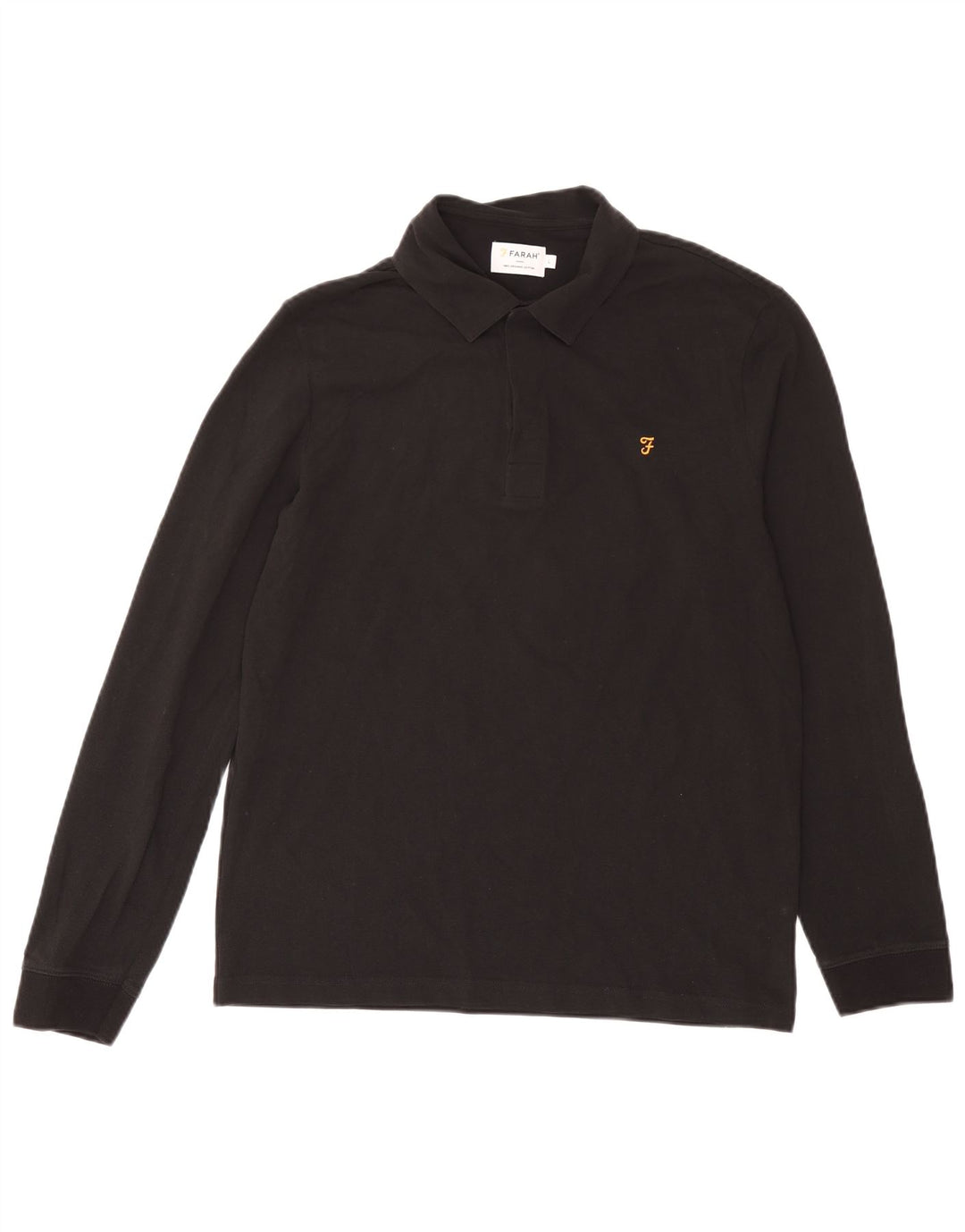 Farah Polo de manga larga para hombre de algodón negro grande
