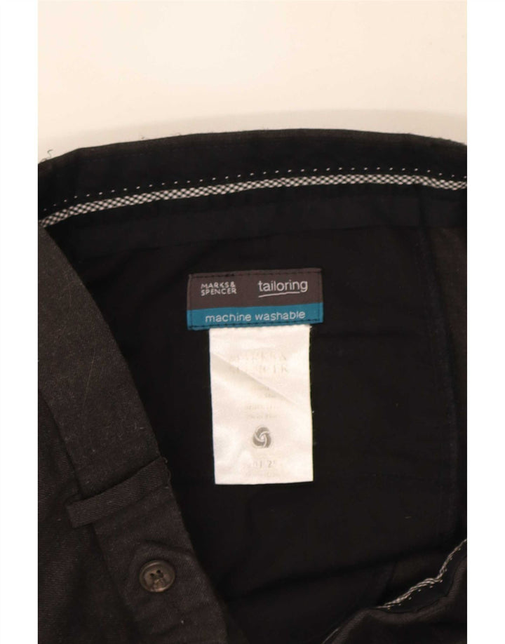 Marks & Spencer Pantalón de traje recto para hombre W34 L31 Lana negra