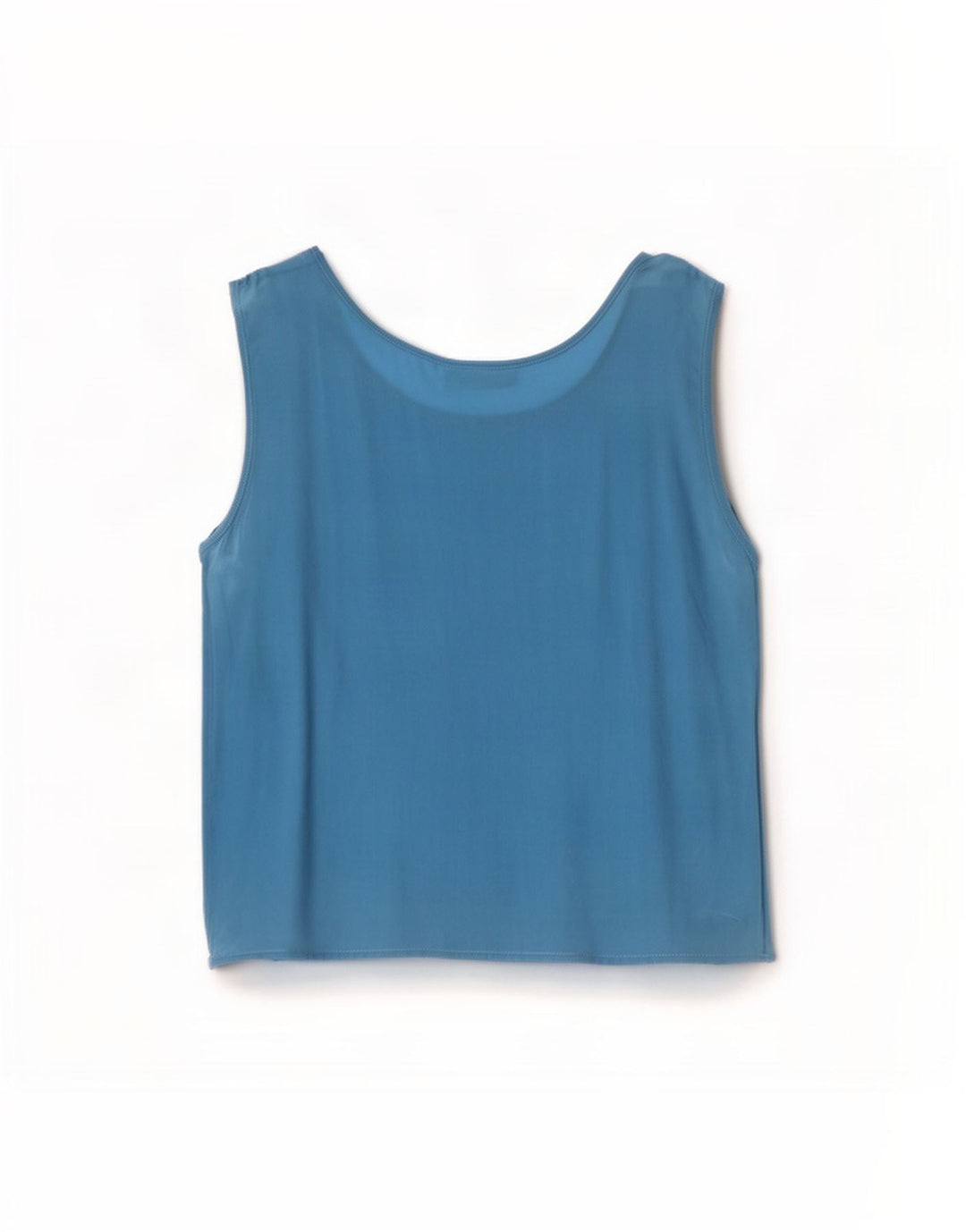 Blusa vintage sin mangas para mujer Top IT 44 Seda azul medio