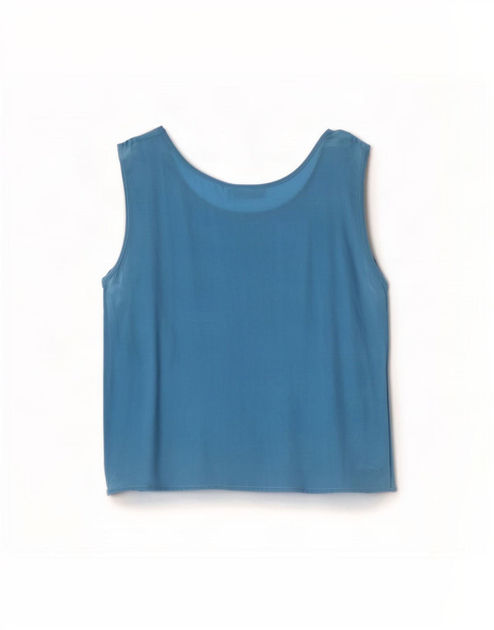 Blusa vintage sin mangas para mujer Top IT 44 Seda azul medio
