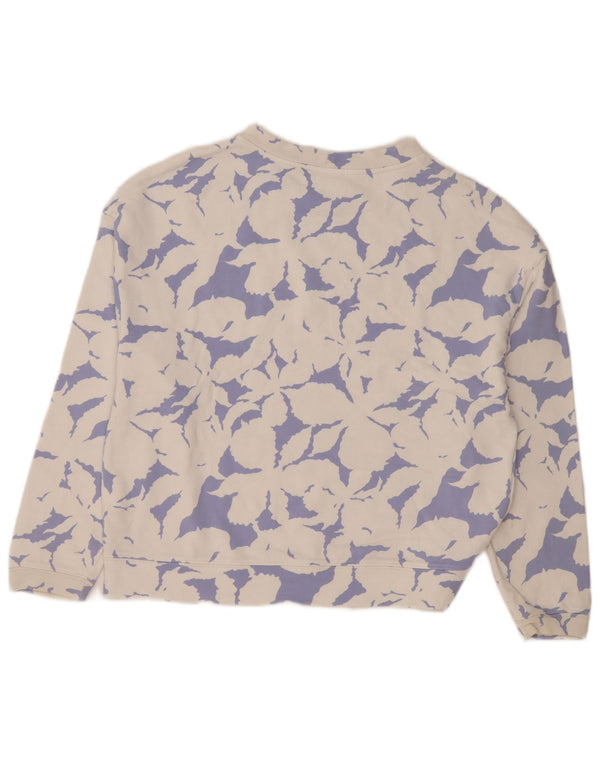 Benetton Sudadera Extragrande De Mujer UK 40 Small Blanco Floral Algodón