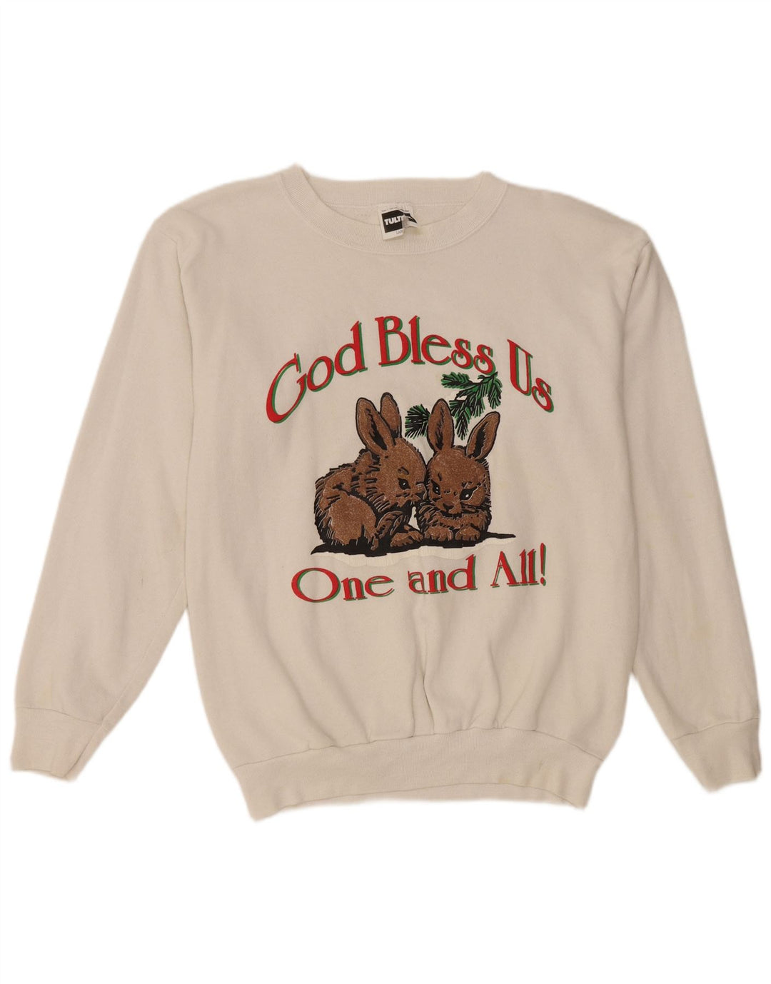 TULTEX Sudadera gráfica para mujer Jumper UK 46 Large White Cotton