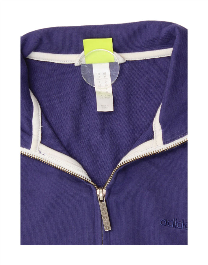 Adidas Mujer Neo Label Chándal Top Chaqueta UK 14 Medio Azul Algodón