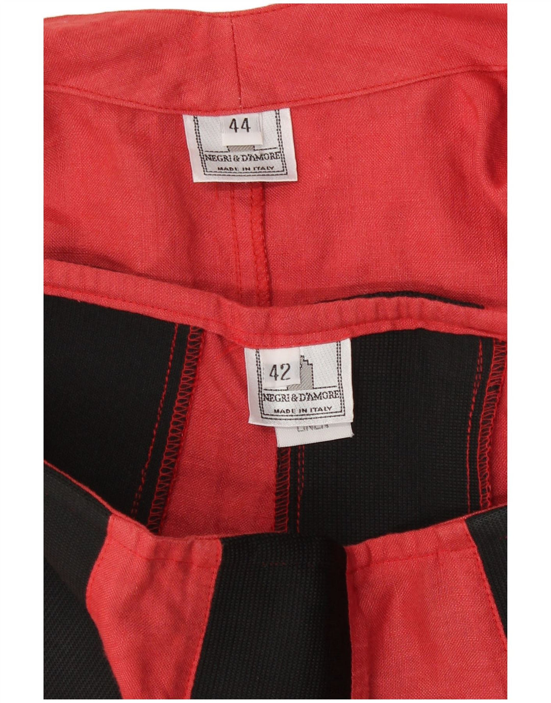 Conjunto de falda vintage de 2 piezas para mujer IT 44 Medium W26 Red Colourblock Linen