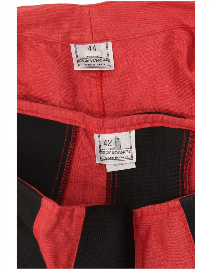 Conjunto de falda vintage de 2 piezas para mujer IT 44 Medium W26 Red Colourblock Linen