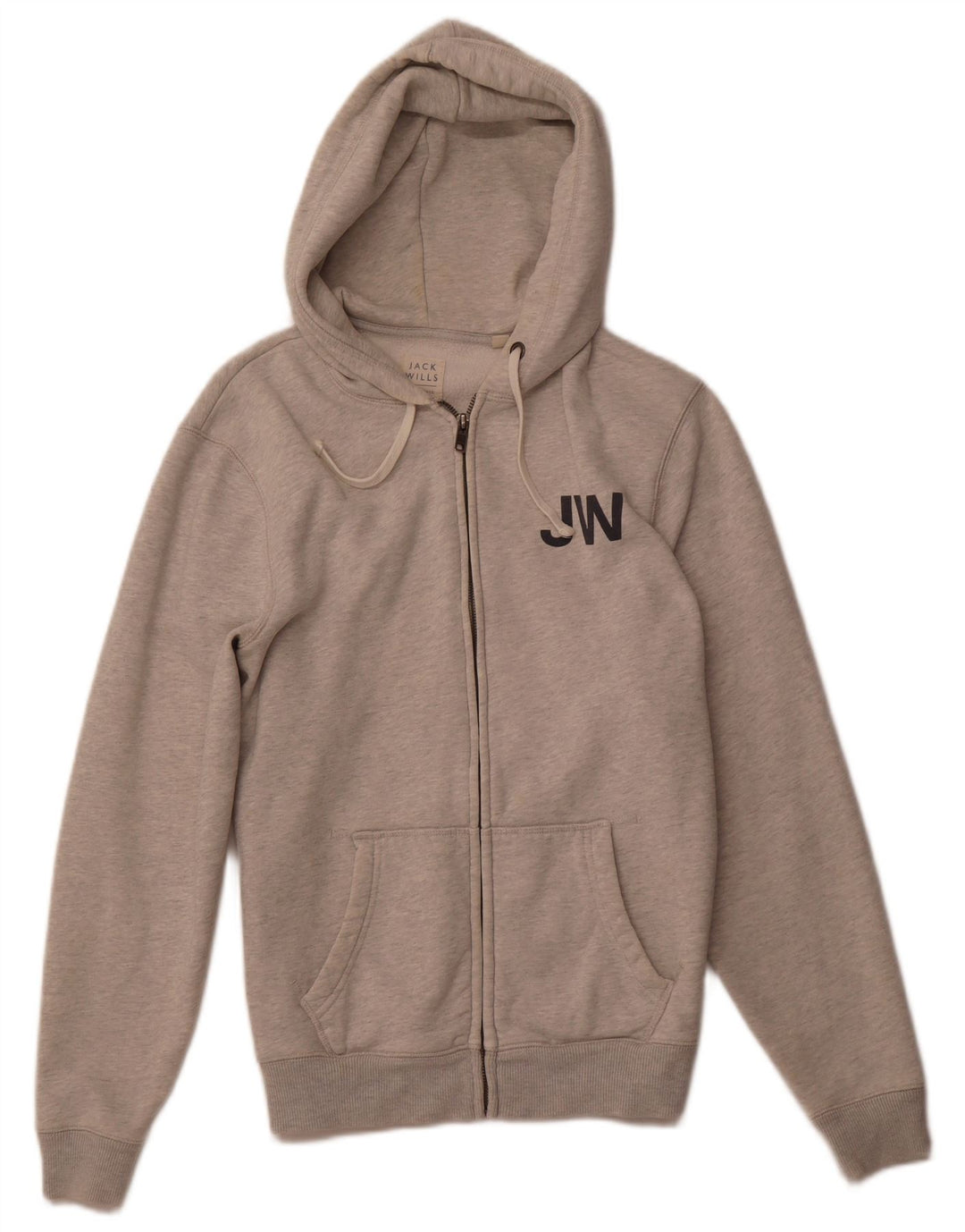 JACK WILLS Suéter con capucha y cremallera para hombre Pequeño Algodón gris