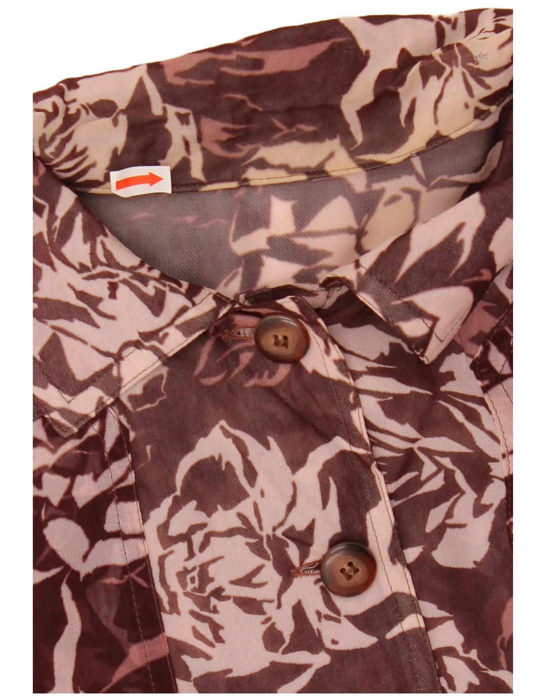 Vintage mujer crop camisa blusa Reino Unido 12 medio granate floral