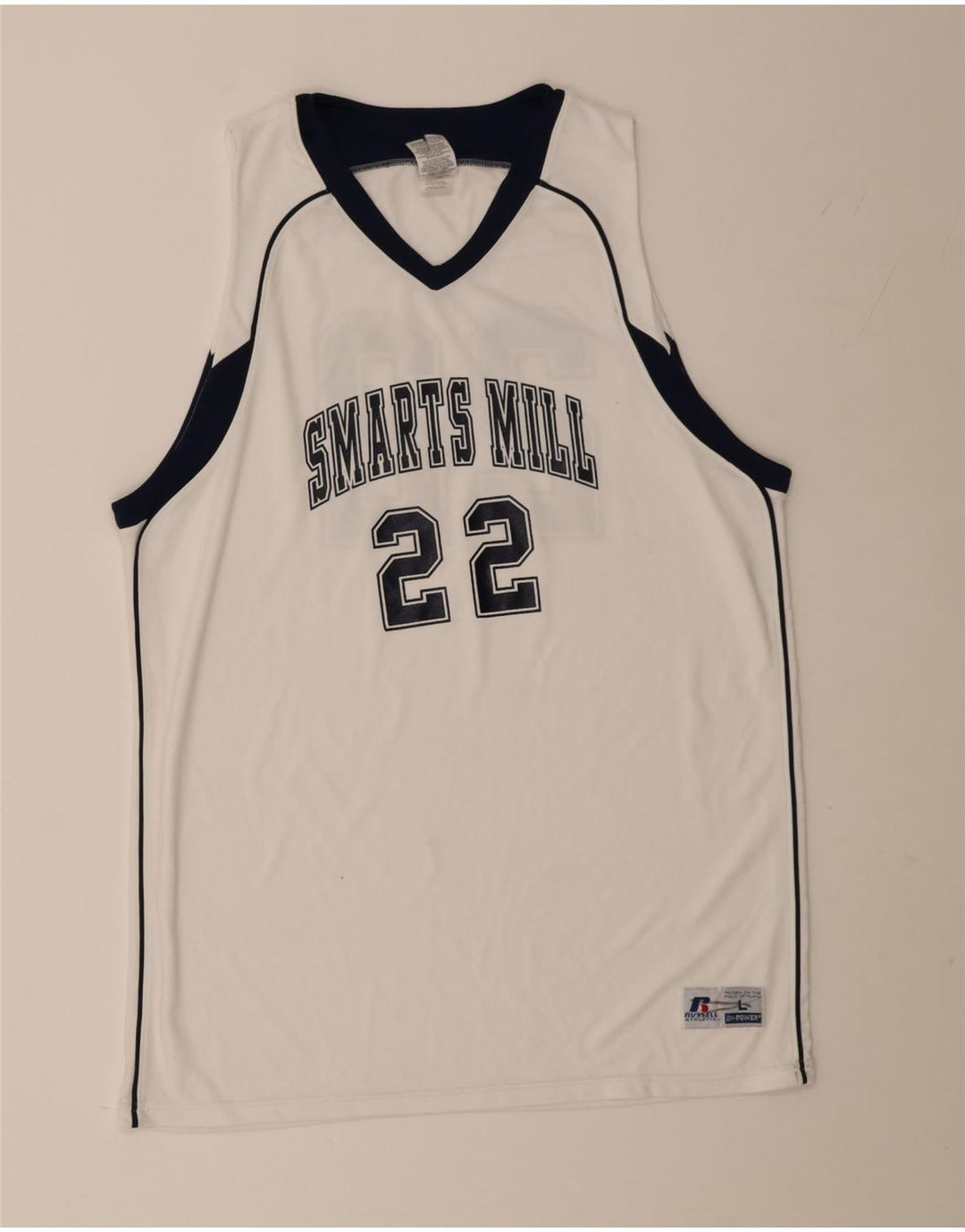 Russell Athletic - Camiseta sin mangas con gráfico para hombre, talla grande, color blanco, poliéster
