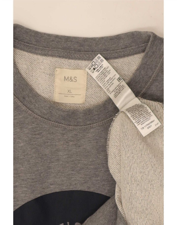 Marks & Spencer Hombre Sudadera Gráfica Jumper XL Algodón Gris