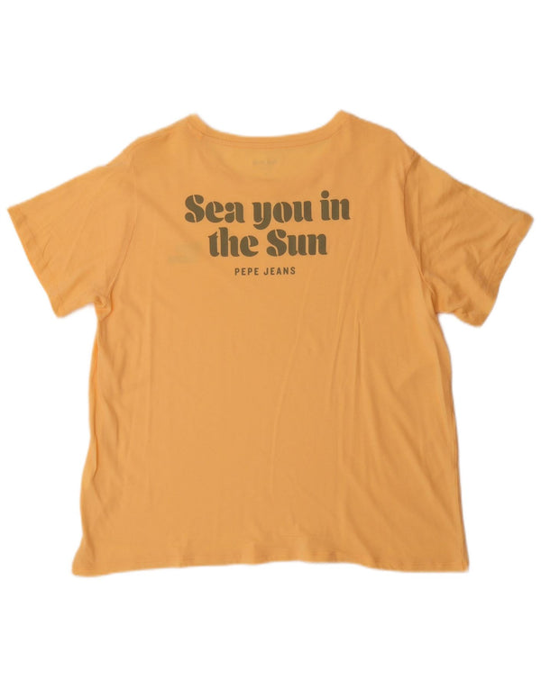 PEPE Jeans Camiseta gráfica para mujer Top UK 40 XL Amarillo