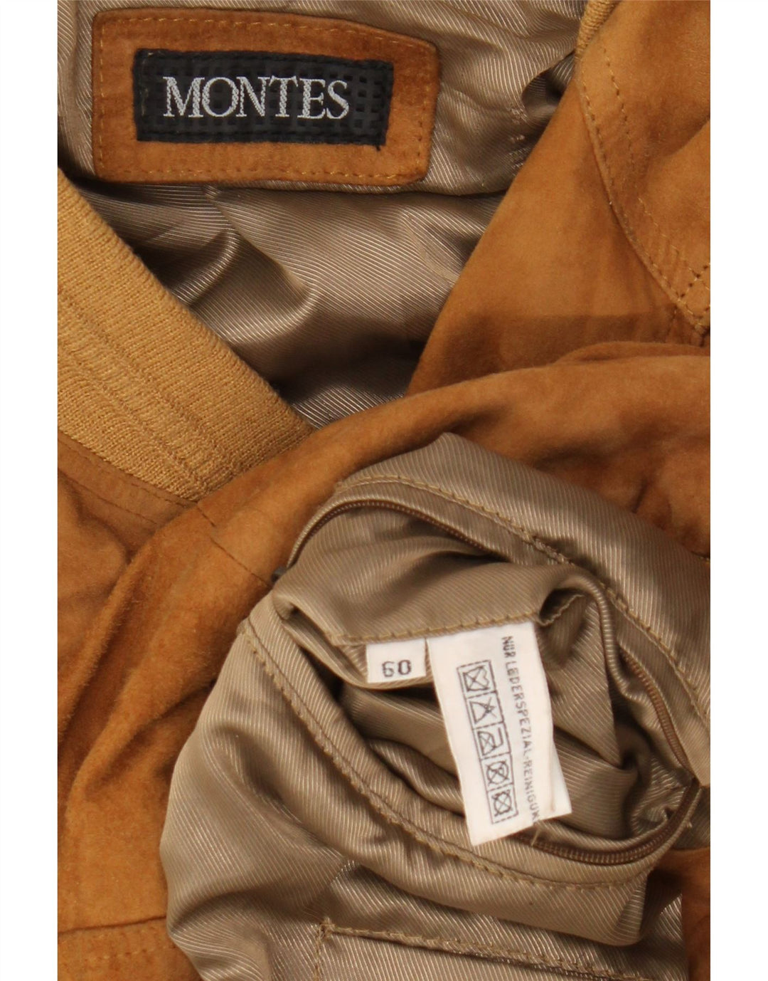 Montes Chaqueta Bomber de Cuero para Hombre UK 42 XL Cuero Marrón