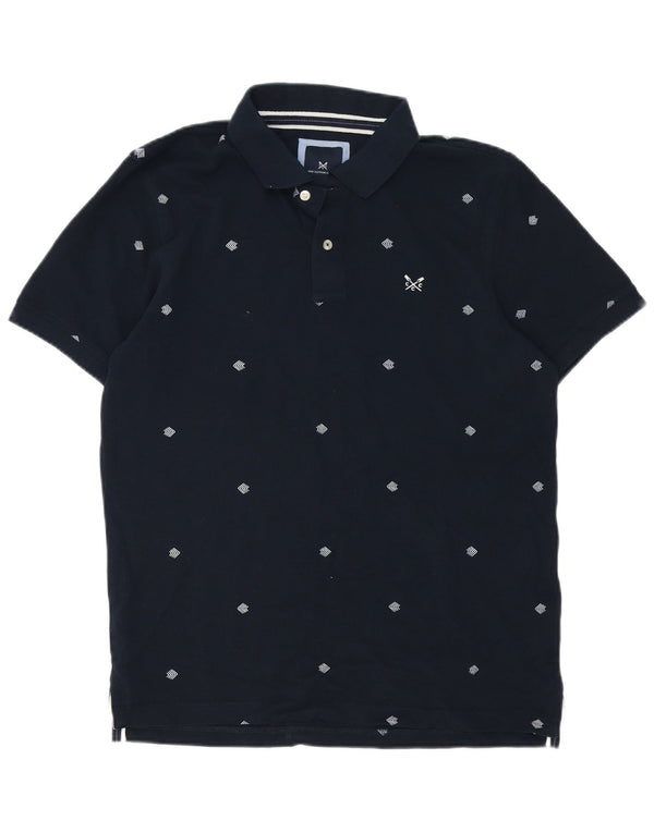 Crew Clothing Polo para hombre de algodón con manchas azul marino grande
