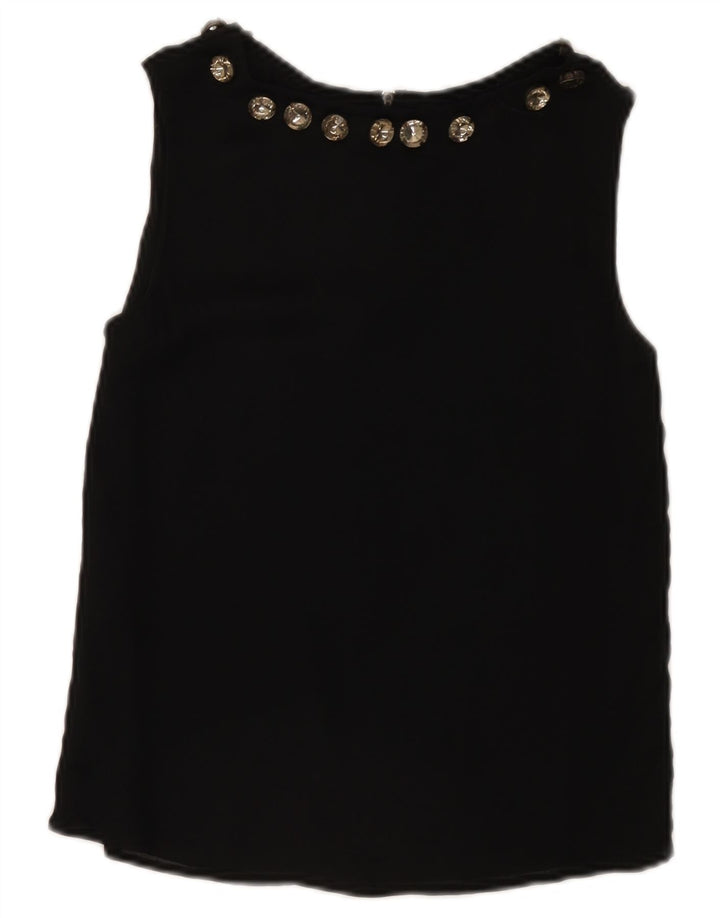 Zara Mujer Blusa Sin Mangas Top UK 6 XS Negro